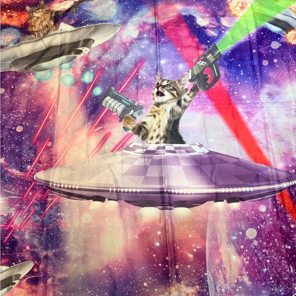 Intergalactic Cat Adventure Shower Curtain